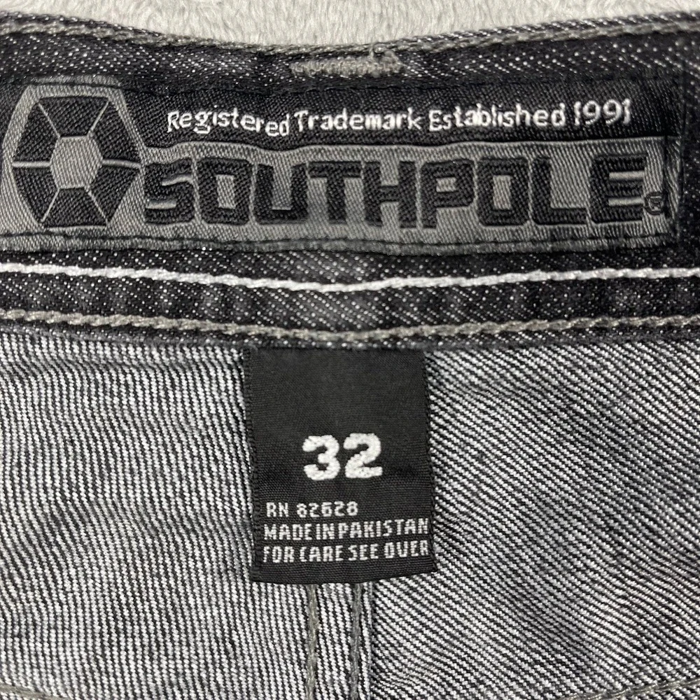 Southpole Jeans Men 32 31x29 Acid Washed Black Straight Leg Denim Streetwear Y2K